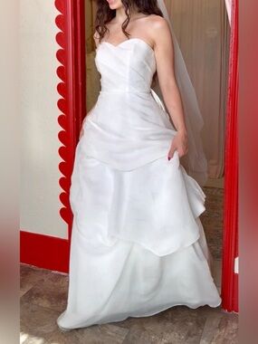 BNWT Vintage Galina David’s Bridal Strapless Soft White Wedding Dress Size 12